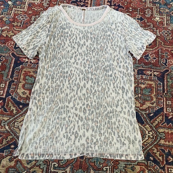Free People Tourist Blush Leopard Print Tee - Picture 2 of 6